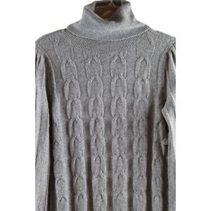 Peyton Parker Gray Women's Cable Knit Sweater Dress Pullover XS 028